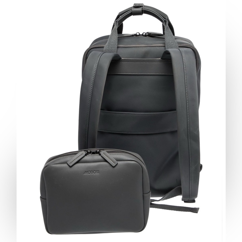 MONOS Metro Backpack and Pouch Gray / Grey Excellent Condition